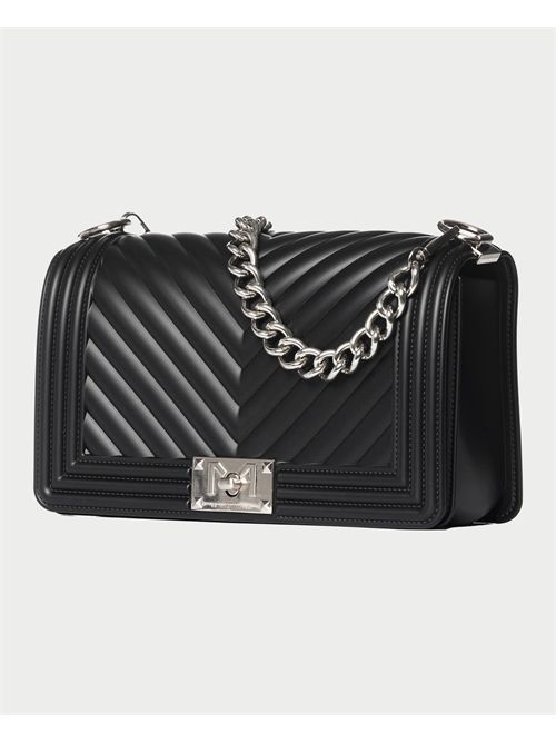 Borsa nera Marc Ellis con tracolla in catena MARC ELLIS | FLAT M 25BLACK/SATIN SILVER